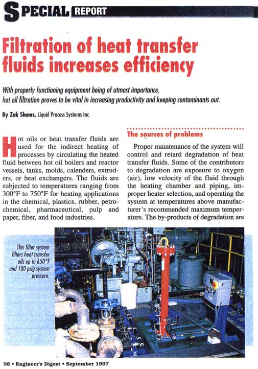 Filtration heat transfer fluids